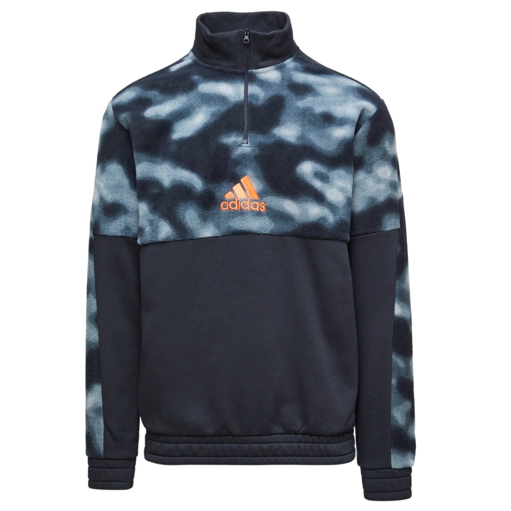 Adidas Men's Polar Fleece Nature Allover Print 1/4-Zip Sweatshirt in Size Medium